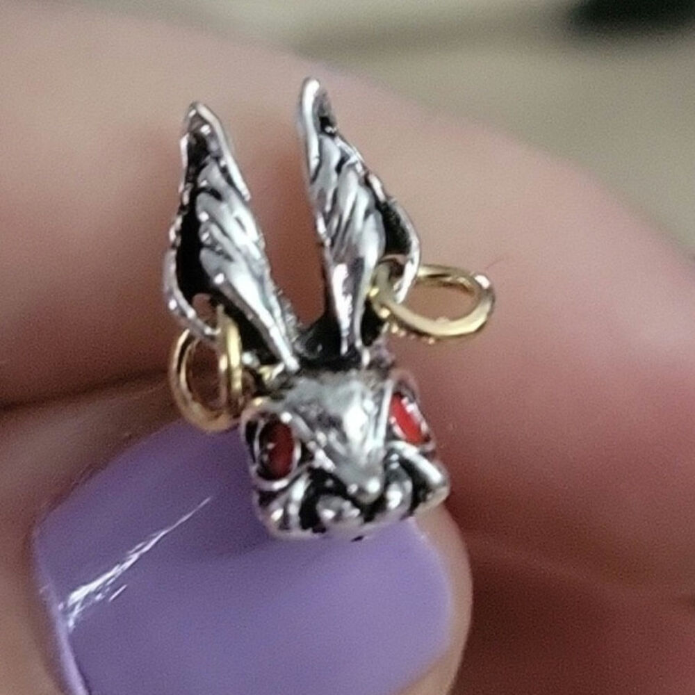 Women's evil gothic punk bunny rabbit with pierced earrings